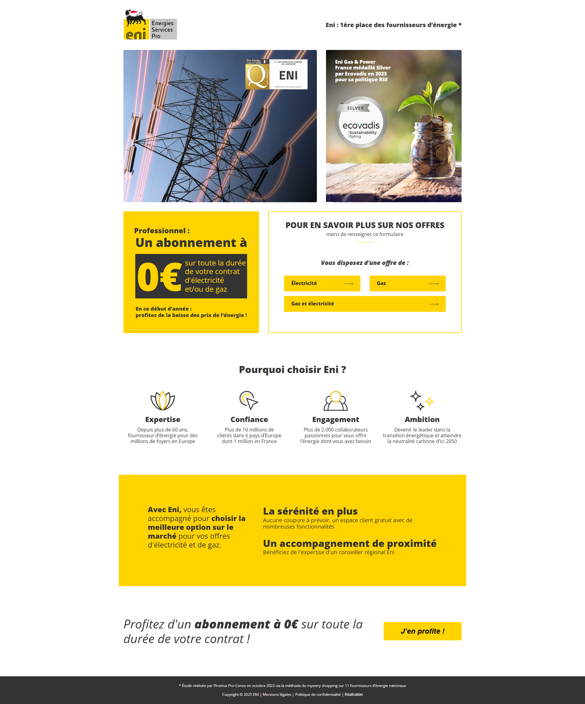 ENI Énergies Service Pro landing page